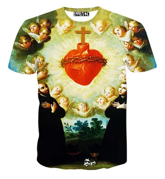 Ženy, Muži Módní Oblečení Tričko Nejsvětějšího Srdce Ježíšova Religio Christiana Křesťanství Tisk T-Shirt Letní Topy Tee Camiseta