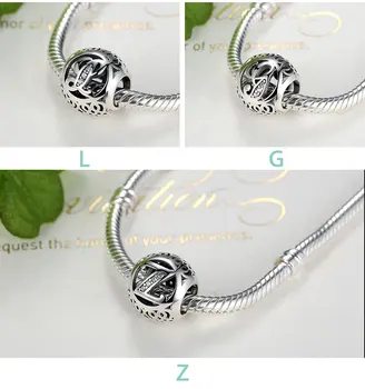 Stříbrný Pozlacený Vintage od A Do Z Abeceda Dopis Korálky Vhodné pro Originál Pandora Náramek Náramek DIY Šperky