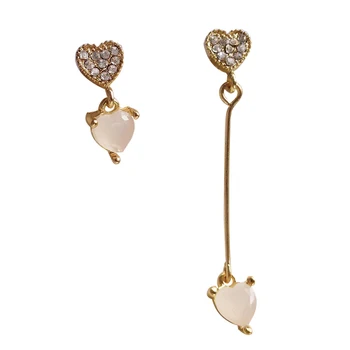 Mihan S925 jehly Sladké Šperky Náušnice Srdce Jemný Design Asymetrický Vysoce Kvalitní Crystal Láska Náušnice Pro Dívky