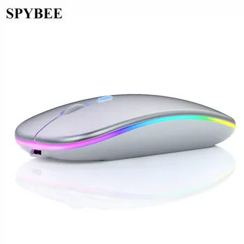 Bezdrátová Myš Dobíjecí myš 1600DPI RGB LED Podsvícený Tichý Myš Ultra slim ergonomická myš pro Notebook PC