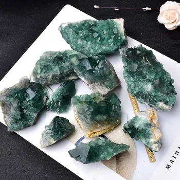 Přírodní Kámen Zelený Fluorit Minerální Krystal Vzorku Kazetové Minerální Křišťálové Kameny Zdraví, Energie, Léčení, Kámen, Dekorace