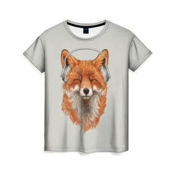 Dámské tričko s 3D Fox v sluchátka