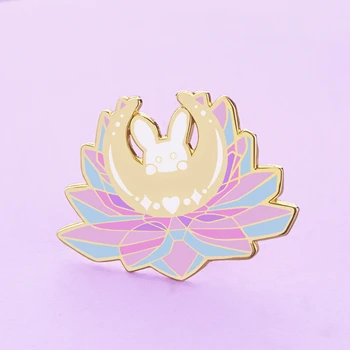 Sailor Moon lotus Králík Tvrdé Skloviny Pin Roztomilý Kreslený Květ Brož Anime Filmové Fanoušky Unikátní Šperky Dárek