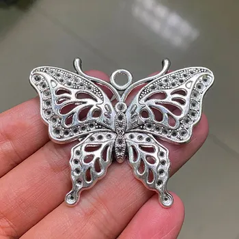 1ks 60x47mm Starožitné Stříbrné Barvy Kouzlo Filigránové Motýl Velký Přívěsky Přívěsky pro DIY Handmade Náhrdelník Výrobu Řemesla