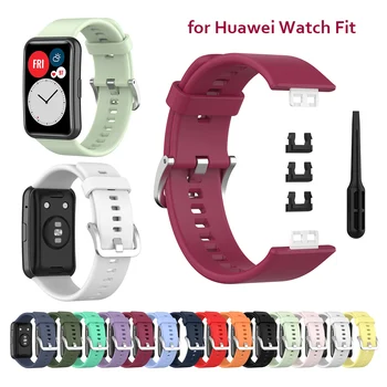 Pro Huawei Watch FIT popruh Dvojité Silikonové barvy prodyšný Sportovní watchband náramek correa pro huawei fit watch příslušenství