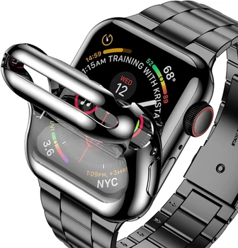 Pro Apple Watch 6 Kapelu 44 mm 40 mm 42 mm 38 mm s Screen Protector Pouzdro z Nerezové Oceli Náramek pro iWatch Série 5 4 3 2 1 Popruh