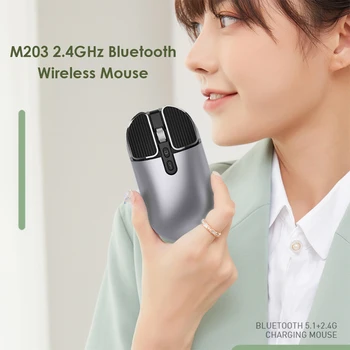 M203 Portable Slim 2.4 GHz Myš Dual Mode Bezdrátový Dobíjecí Mute 3 Kola 1600 DPI Ergonomické Optické Myši