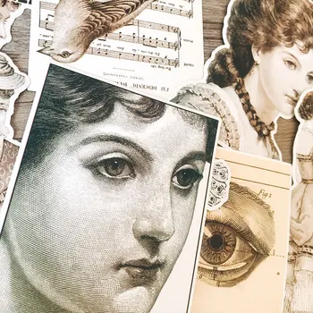 Nevyžádané věstníku Evropské a Americké Vintage lady portrét samolepky DIY scrapbooking album deník šťastný, plán, dekorativní samolepky