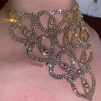 In Luxury List Tvar Drahokamu náhrdelník Náhrdelník Límec Krk Šperky pro Ženy, Lesklé Crystal Svatební Límec Náhrdelník Šperky