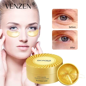 60pcs BIOAQUA Zlatá Kolagenová Oční Maska Proti Vráskám Spát Crystal Eye Patch Hydratační Tmavé Kruhy Korea Krása Péče o Pleť