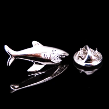 Vysoce kvalitní Brož Klopě Pin Pro Úspěšnými Muži Špendlíky stříbrné žralok Neckpin Límec Odznak Šperky Broche Oděvní doplňky