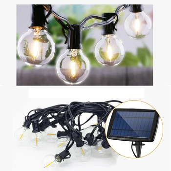 5/7.6 M Solární Světlo String G40 Retro Girlanda LED Sklo Žárovka Venkovní Vodotěsné Vánoční Den Zahrada Lantern USB Nabíjení