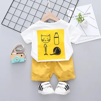 Nové Letní Baby Girl Oblečení Roztomilé Děti Active T-Shirt, Šortky, 2ks/Sady Batole Neformální Kostým Chlapci Oblečení Dětské Teplákové soupravy