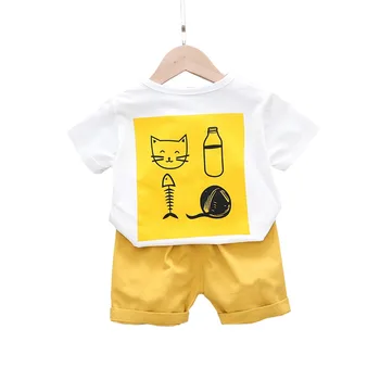 Nové Letní Baby Girl Oblečení Roztomilé Děti Active T-Shirt, Šortky, 2ks/Sady Batole Neformální Kostým Chlapci Oblečení Dětské Teplákové soupravy