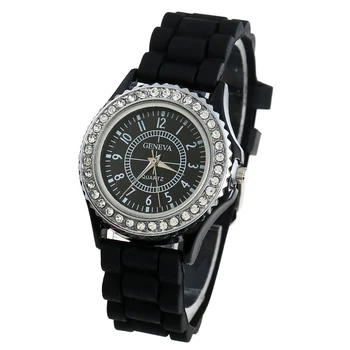 Gnova Platinum Silver Crystal Ženy Hodinky Geneva silikonové hodinky ženy drahokamu ležérní hodinky montre hodin A286
