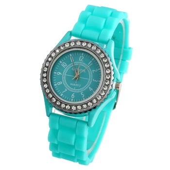 Gnova Platinum Silver Crystal Ženy Hodinky Geneva silikonové hodinky ženy drahokamu ležérní hodinky montre hodin A286
