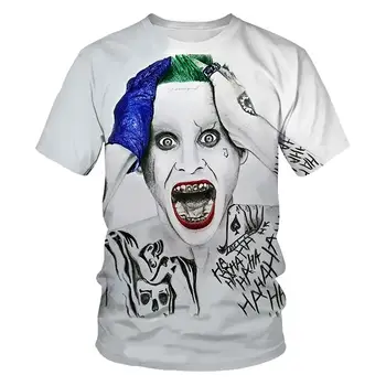 Klaun bílá Joker 3D Tištěné T Košile Muži Joker Face Casual Mužské tričko Clown Krátký Rukáv Vtipné Trička Cool Tee Tops