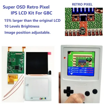 Bílá Obrazovka Super OSD Verze RETRO PIXEL IPS LCD DISPLEJ KIT Jasu Podsvícení Pro GameBoy Color Pro GBC IPS LCD Kit