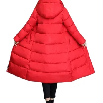 Dlouhý s Kapucí Silnější Zimní Kabát Ženy Ležérní Zip Bundy Žena Vogue Elegantní Outwears M-4XL Plus Velikosti Syntetické Peří