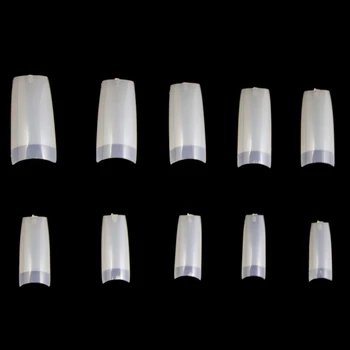 500pcs Tipy Transparentní/Přírodní bílá Kryt Půl Falešné francouzština Falešné Nail Art Umělé Akrylátové UV Gel 10 Velikost Tisku Na Nehty