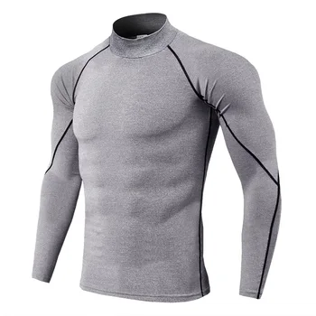 Pánské dlouhý rukáv fitness sportovní límec prodyšný top zimní sportovní tričko kole running elastické sportovní oblečení pánské oblečení