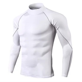 Pánské dlouhý rukáv fitness sportovní límec prodyšný top zimní sportovní tričko kole running elastické sportovní oblečení pánské oblečení