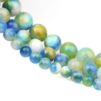 Perské Jade Žlutá Modrá Zelená Mix barev Přírodního Kamene Korálky Pro Výrobu Šperků DIY Módní Náramek, Náhrdelník 6 8 10 mm 15 inch