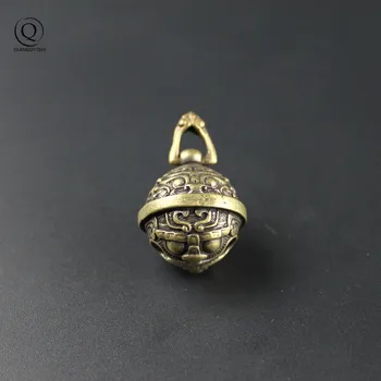 Mosazné Čínské Mýtické Zvíře Bell Auto Klíčenka Přívěsek Cetky Vintage Mědi Vymítání Bell Amulet Štěstí Klíčenka Visí Dárek