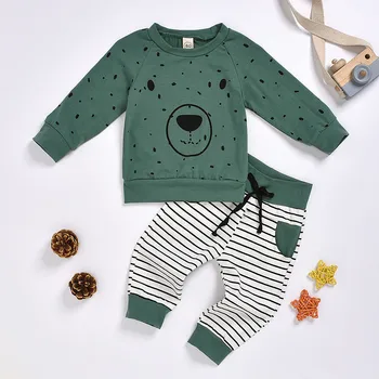 2021 Nové Batole, Děti, Dítě Chlapci Kreslený Medvěd s Kapucí Svetr Topy a kalhoty Oblečení Set Módní Dětské Oblečení Ropa Bebe