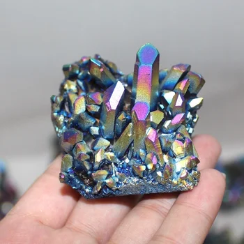 Přírodní Quartz Crystal Rainbow Titanium Clusteru VUG Minerální Exemplář Léčení Kolekce