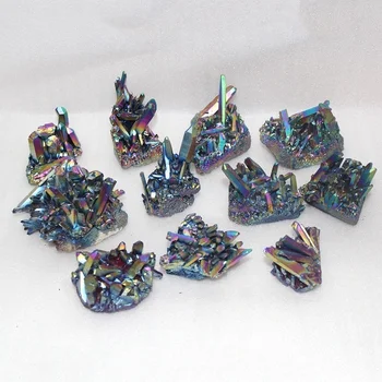 Přírodní Quartz Crystal Rainbow Titanium Clusteru VUG Minerální Exemplář Léčení Kolekce