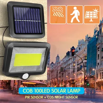 Warmtaste 100 LED Solární Lampa IP65 Vodotěsný Sluneční Energie Nástěnné Světlo PIR Čidlo Venkovní Nouzové Světlo pro Zahradní Dekor
