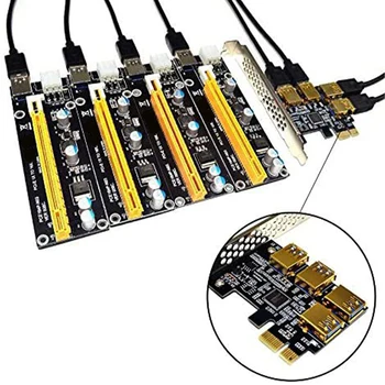 Stoupačky USB 3.0 PCI-E Express 1x to 16x Riser Kartou PCIE Adaptér 1 až 4 Slot PCIe Port Multiplikátor Karta pro BTC Miner Těžby
