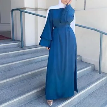 Ramadán Eid Mubarak Muslimské Módní Satén Šaty Pro Ženy, Dubaj, Turecko Islámu, Hidžáb Šaty Vestidos Plášť