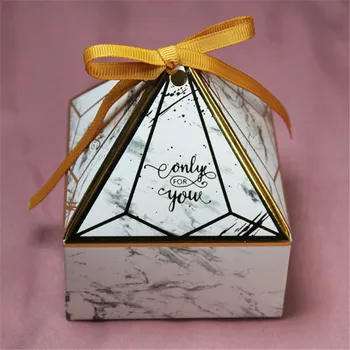 10pcs Diamond Svatební Laskavosti Candy Dárkové Krabice Miminko Papír Čokoláda Dragee Obalu Festival Strana Balicí Potřeby