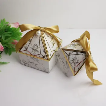 10pcs Diamond Svatební Laskavosti Candy Dárkové Krabice Miminko Papír Čokoláda Dragee Obalu Festival Strana Balicí Potřeby