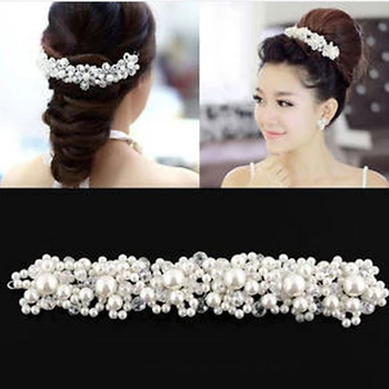 Luxusní Crystal Svatební Vlasy Příslušenství Čelenka Simulované Pearl Svatební Čelenka Hairbands Koruna, Pokrývka Hlavy Nevěsty Vlasy Šperky