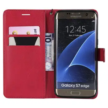 Flip Pouzdro pro Samsung Galaxy S7 Edge SM-G935F S7Edge Případě, že Telefon Kožené Kryt pro Samsung S 7 Edge 7Edge G935 Plná barva flip