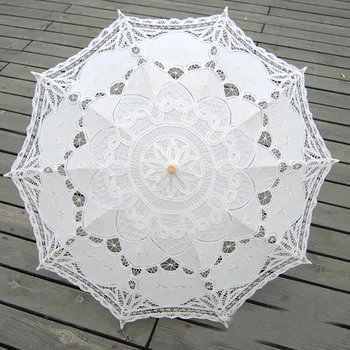 Krajky Slunečník Deštník Svatební Svatební Deštník Elegantní Krajkový Deštník Bavlna Výšivka Slonová Kost Battenburg