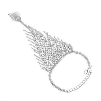 Ženy Crystal Drahokamu Geometrické Ruku Kabelový Svazek Slave Řetězu Prst Náramek Módní Party Dekorace Svatební Svatební Šperky