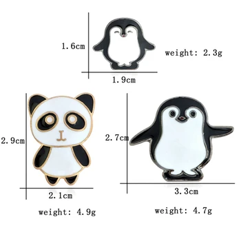 Kreslený Roztomilé Smalt Pin Penguin Panda Zvíře Kolíky Dámské Džínové Kabát, Klobouk, Šperky, Brože, Bundy Kolíky Odznak