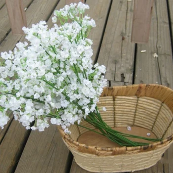 2 Větve Bílé Gypsophila Umělé Tkaniny Tkaniny Květ, Kytice, Pole, Zahrady, Svatební Party, Banket Ornament Home Decora