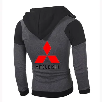 Muži Mikina Mitsubishi Logo Bunda Zapínací Dvojitý Zip Mitsubishi Kapucí Bavlna Svetr Sportovní Oblečení Kabát