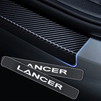 Auto, Dveře, Parapet Protector spodní lišty dveří Pro Mitsubishi Lancer 4D Carbon Fiber Vinyl Samolepka Práh Dveří Stráž Interiéru, Auto Příslušenství 4ks