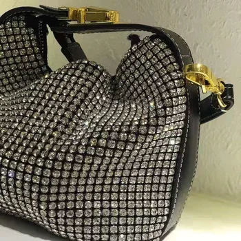 Těžké řemeslo diamant-hustě lesklé módní osobnosti hovězí kůže kabelka dámy nové rameno messenger bag