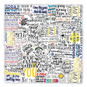 10/50ks Kreslený anglický Inspirativní Fráze Graffiti Nálepka Dekorace Kufr Notebook, Skateboard, Mobilní Telefon Shell Nálepka