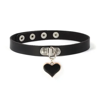 Originální styl black punk náhrdelník límec geometrické láska kůže tmavě černý krk s klíční kostí náhrdelník pro ženy