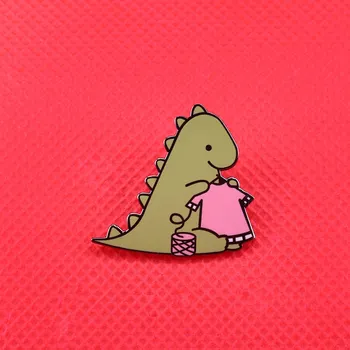 Dinosaurus Pletení Tričko roztomilé smalt, Špendlík Odznak roztomilý pin Dinosaurus pin pletení pin