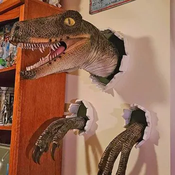 Nástěnný Dinosaurus Sochařství Zeď Umění Života-jako Zeď Praská Dinosaurus Poprsí Visí Replika Pryskyřice Zavěšení na Zeď Ornament