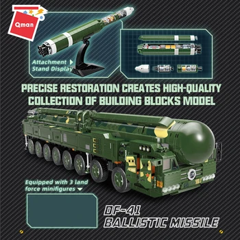 Qman Vojenských Strategických Jaderných Raket Stavební Bloky Launcher Houfnice Vozidla Voják Údaje Model BricksToys Pro Děti